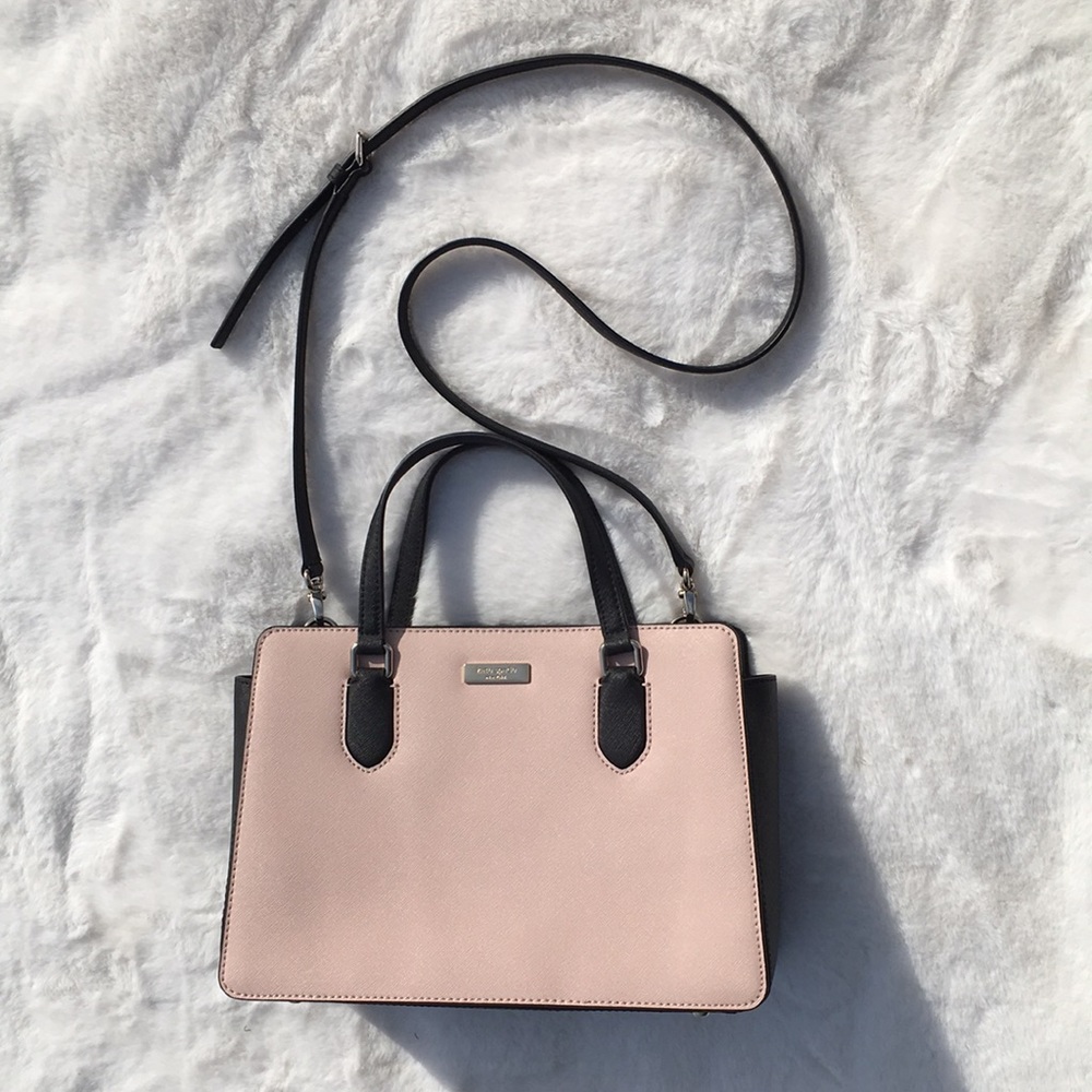 KATE SPADE ♠️ PINK BLACK SATCHEL HANDBAG PURSE WITH REMOVABLE CROSSBODY STRAP